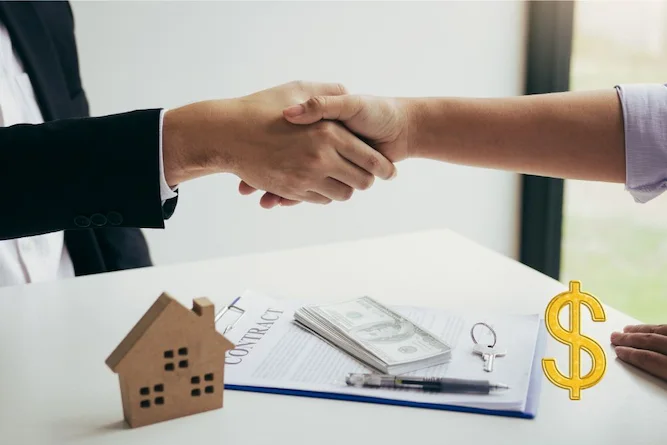 Shaking hands - house or money - WebP - 667 x 445 (6-3-24)
